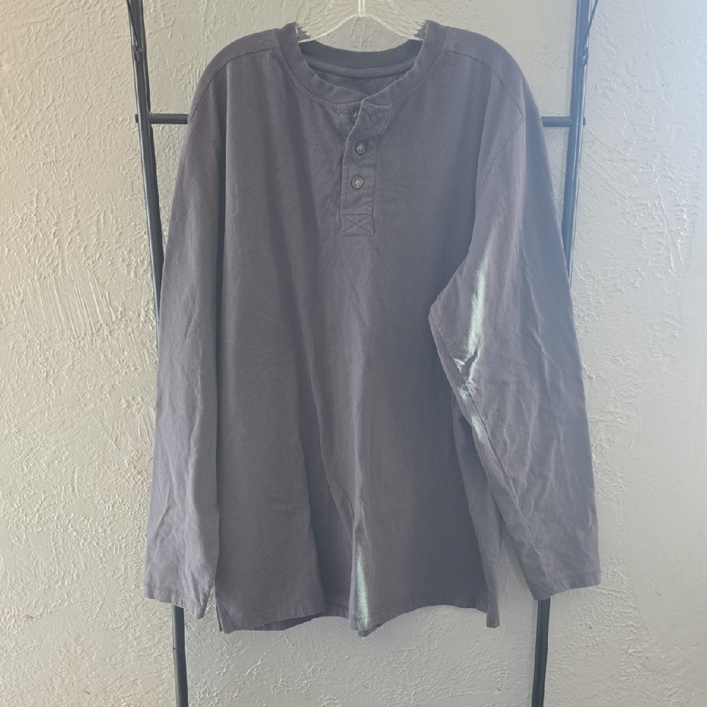 Men's Long-Sleeve Henley Shirt - Charcoal